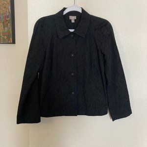 J Jill Jacket Textured Jacquard Inverted Pleat Pleated Button Front Stretch XS